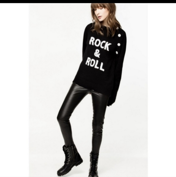 Zadig and voltaire Sz S Reglis Bis Rock & Roll Cashmere Sweater Black - Picture 11 of 11